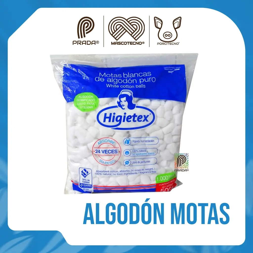 [4-0030-0135] ALGODON MOTAS BLANCAS X 500GR HIGIETEX