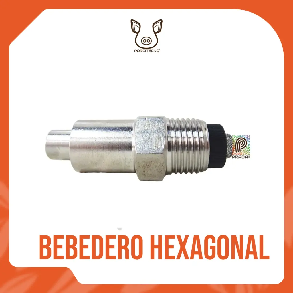 Bebedero Hexagonal tipo nipple en acero inoxidable tipo pezon