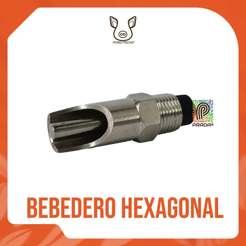 07866 Bebedero Hexagonal tipo nipple en acero inoxidable para adultos x 1/2