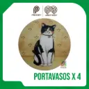 PORTAVASOS MADERA MASCOTAS X 4 UND