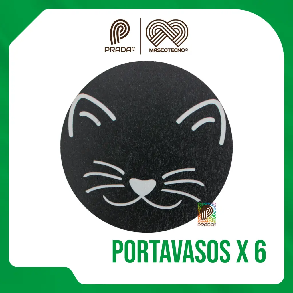 PORTAVASOS MADERA MASCOTAS X 6