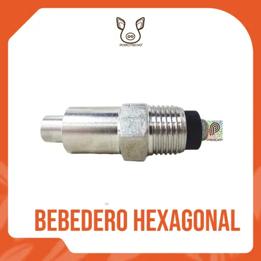 [4-0060-0208] Bebedero Hexagonal tipo nipple en acero inoxidable tipo pezon