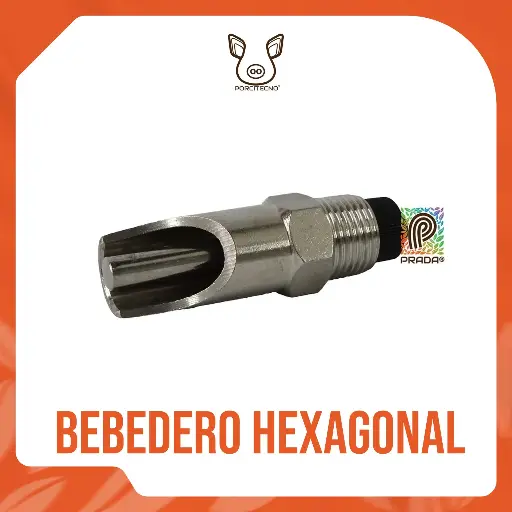 [4-0060-0033] 07866 Bebedero Hexagonal tipo nipple en acero inoxidable para adultos x 1/2
